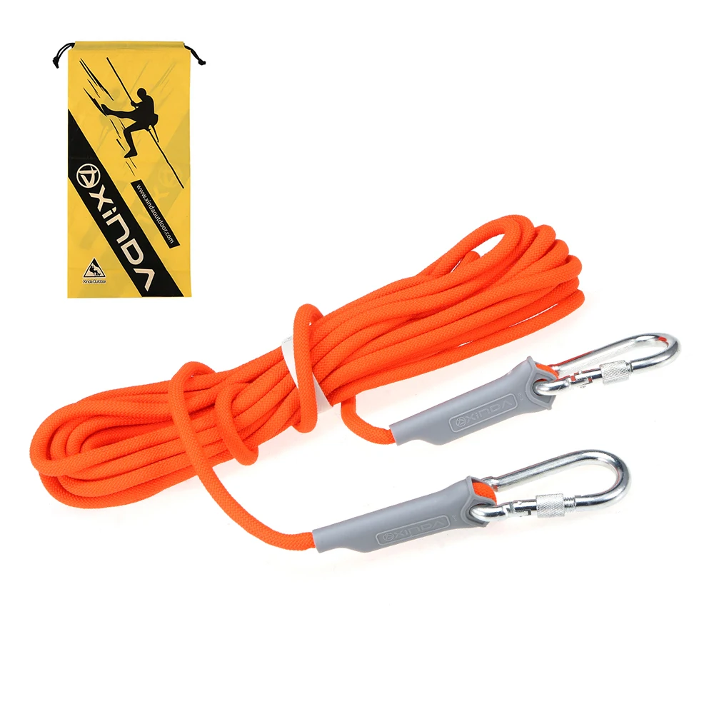 

10M 9.5MM Diameter Professional Rock Climbing Cord Outdoors Climbing Rope with Carabiner Safety Rope Climbing Equipment 12KN