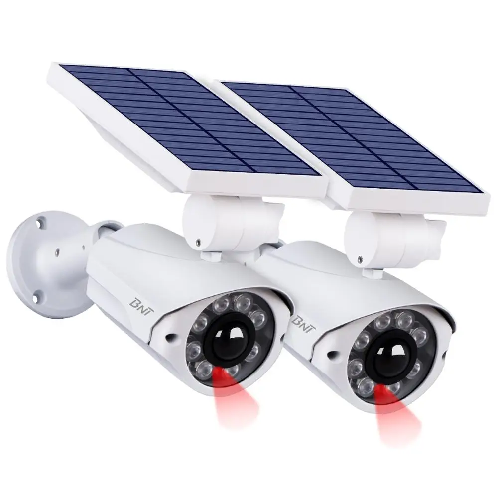 

2Pcs Solar Powered Waterproof Fake Camera Outdoor Dummy CCTV Security Surveillance Flashing Red LED Light Anti-theft Camera