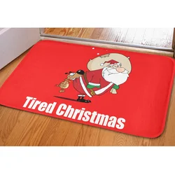 Flannel Doormat Happy Christmas Decorations Funny Santa Xmas Design Living Room Carpet Soft Plush Cartoon Bath Mats Anti-slip