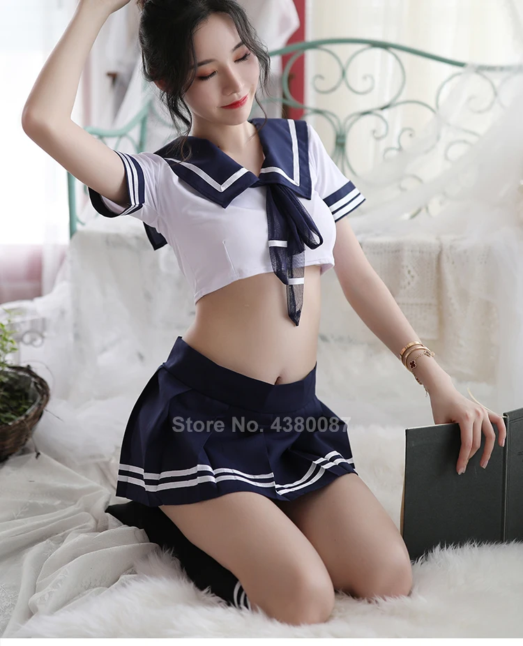 Japanese Style Student Girls Sexy School Uniform for Women Tunic Top Skirt Navy Sailor Suit Costume JK Sexy Lingerie