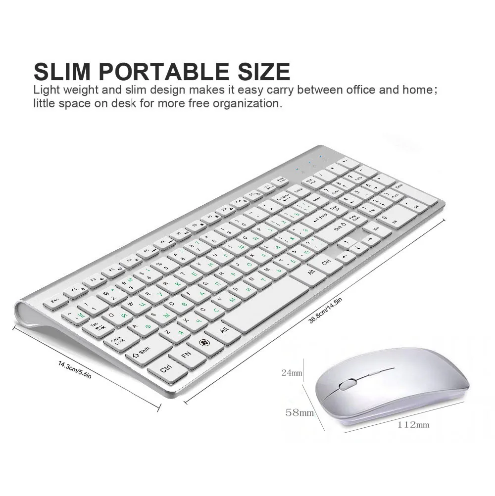 White Wireless Mini Keyboard and Mouse for Sharp LC-50CFG6001K 50" 