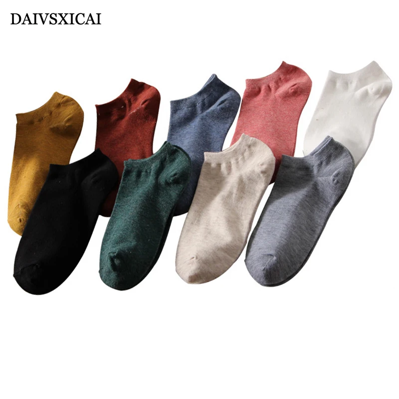 5 пара/лот = 10 шт. летние носки в стиле ретро модные женские однотонные повседневные спортивные хлопковые носки невидимые женские