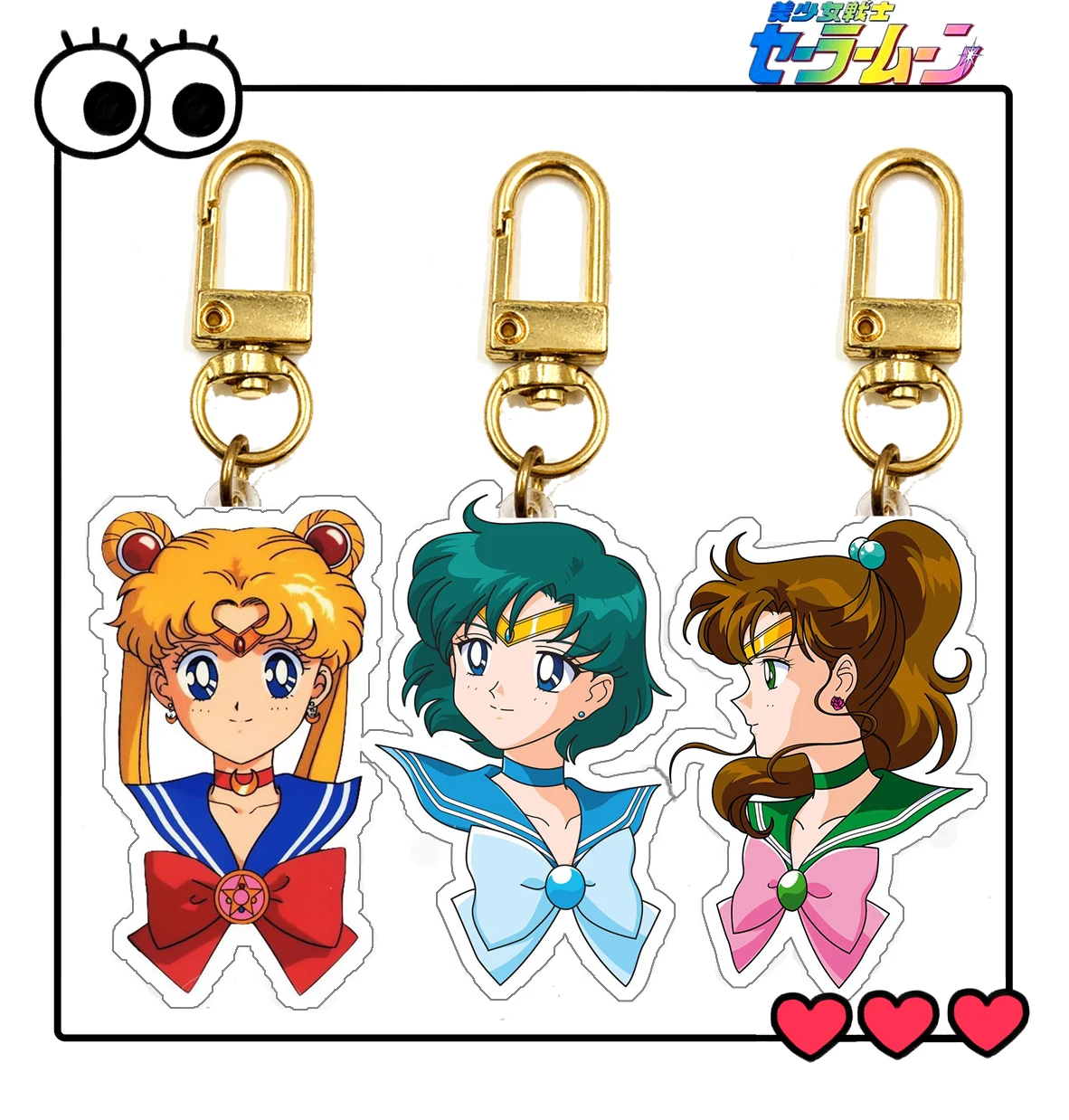 

Anime Sailor Moon Key Chains Two-sided Keychain Cosplay Acrylic Pendant Keyring for Airpods Case Backpack Phone Key Decor