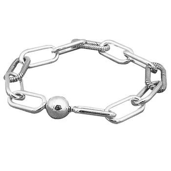 

New 925 Sterling Silver Bracelet Me Link Snake Chain Pattern Circular Clasp Bracelets Bangle Fit Europe Bead Charm Diy Jewelry