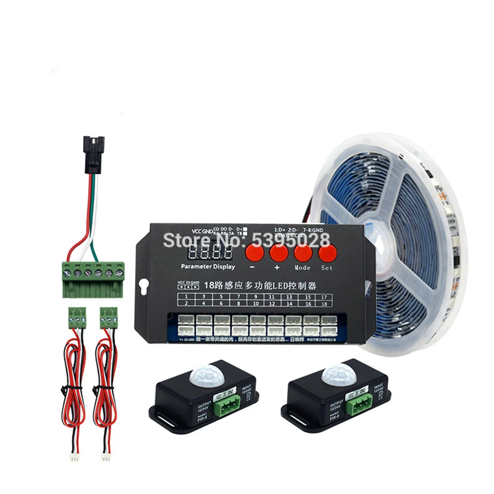 US $101.17 WS2811 Addressable LED Strip Induction Article Water Effect White And Warm White With Suit Stairs Humanb Body Induction Kit