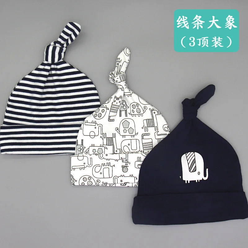 3pcs/lot Baby Hats cotton Printed Baby Hats& Caps For 0-6 Months Newborn Baby Accessories KF268 - Цвет: A