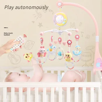 

Music Electronic Mobile With 360 ° Rotating Projector Cradle Rattle Remote Control Pink Kids toys Juguetes Brinquedos игрушки
