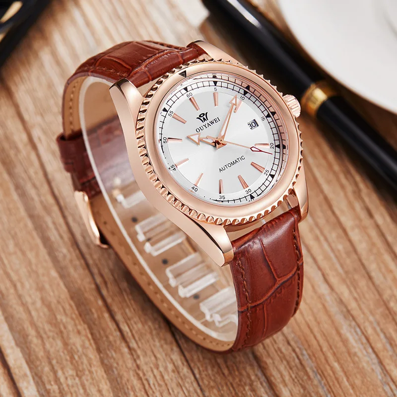 

Fully Automatic Analog Watch Men Night Light Waterproof Business Hollow out Steel Belt Watch Swiss Watch Calendar Recruit