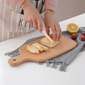 

Musowood Beechwood Cutting Board Wooden Chopping Blocks Pizza Bread Fruit Hangable Cutting Board Durable Non-slip Kitchen Tools