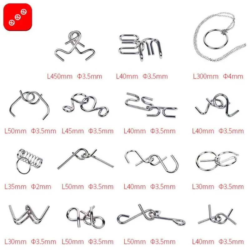 30 шт./компл. детская металлическая головоломка Монтессори взрослых IQ ум Развивающие игрушки для детей, взрослых, анти-игрушки для снятия стресса подарки