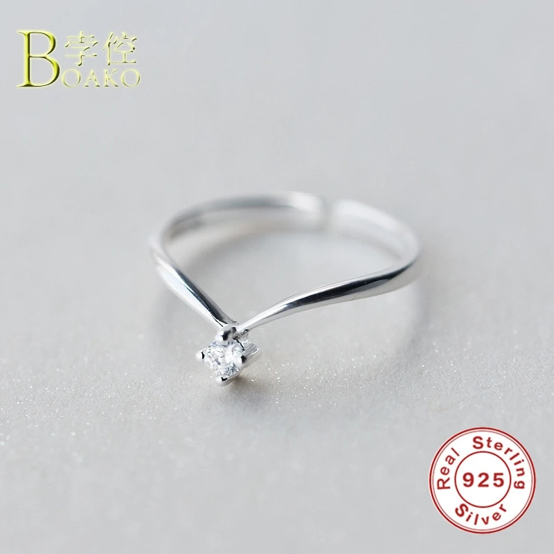 BOAKO кольца из стерлингового серебра 925 для женщин обручальное регулируемое кольцо Луна роза цветок изысканное кольцо девушка золотой палец anel B5