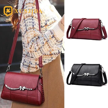 

XUNJIDA NEW 2020 Retro Flap Women Bags Bow High Quality PU Shoulder Bag Female Mother Party Clutch Purse Hot Sale Korean Style