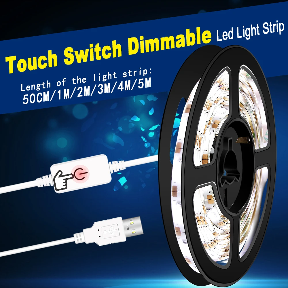 

LED Strip Ligh DC5V USB Waterproof 2835 Dimmable Touch Switch For LED Strips 60LEDs/M TV Desktop Screen Background Bias Lighting