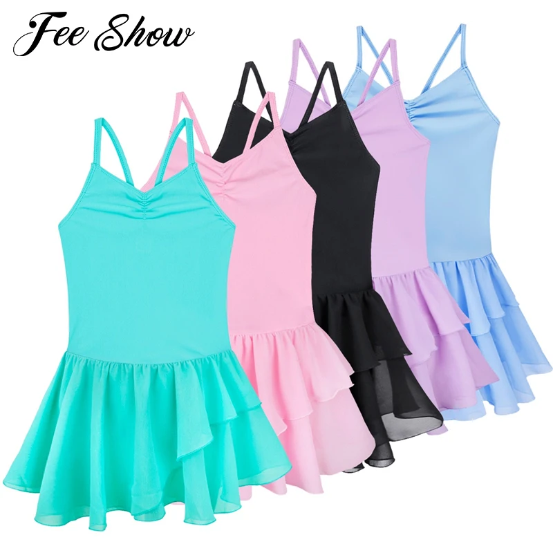 Детская танцевальная одежда для балета для подростков платье для фигурного катания на бретельках балетные гимнастические леотарды костюм для танцевального конкурса