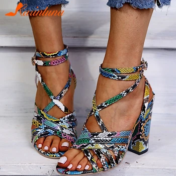 

Karinluna New Design 2020 Large Size 43 Peep Toe Summer Gladiator Sandals Woman Shoes Buckle Strap Mix Color Shoes Women Sandals