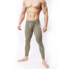 Autumn Tight Warm Pant Men Casual Thermal Underwear Low-Rise Leggings Solid Home Trousers Man Bottom Pant Male Pouch Underpants