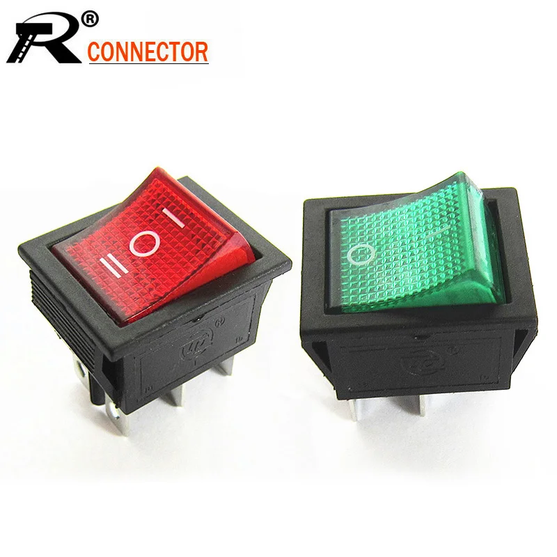 4pcs/lot KCD4 Boat Rocker Switch 2/3 Position 4pin/6pin Cooper Feet Push Button Power with Light 31x25mm Black/Red/Green | Обустройство