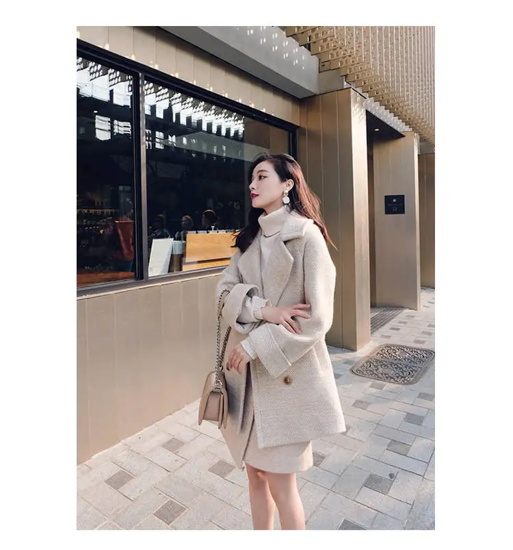 Heydress осенний женский шерстяной костюм офисный женский модный однотонный двубортный Блейзер Женский Элегантный комплект из двух предметов