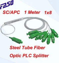 Séparateur de Fiber optique en acier 1x8, connecteur SC/APC SM 0.9mm FTTH, séparateur PLC 1 mètre 