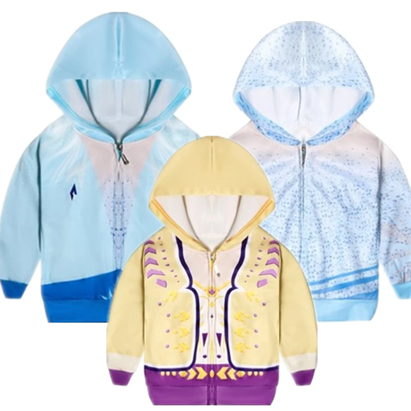 

2020 New Frozen 2 Cosplay European and American fashion sports casual jacket Elsa Anna Princess zipper jacket + bag