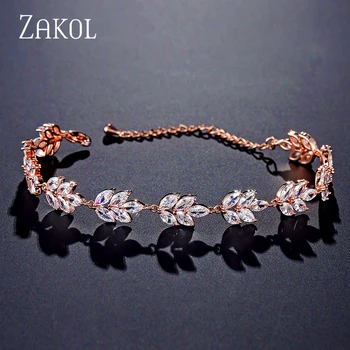 

ZAKOL Luxury High Quality Shiny White Cubic Zirconia Chain Bracelets for Women Wedding Crystal Jewelry Gift FSBP2103