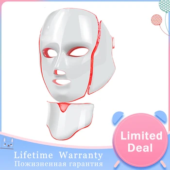 

7 Colors Light LED Facial Mask With Neck Skin Rejuvenation Face Care Treatment Beauty Anti Acne Therapy Whitening Skin Tighten