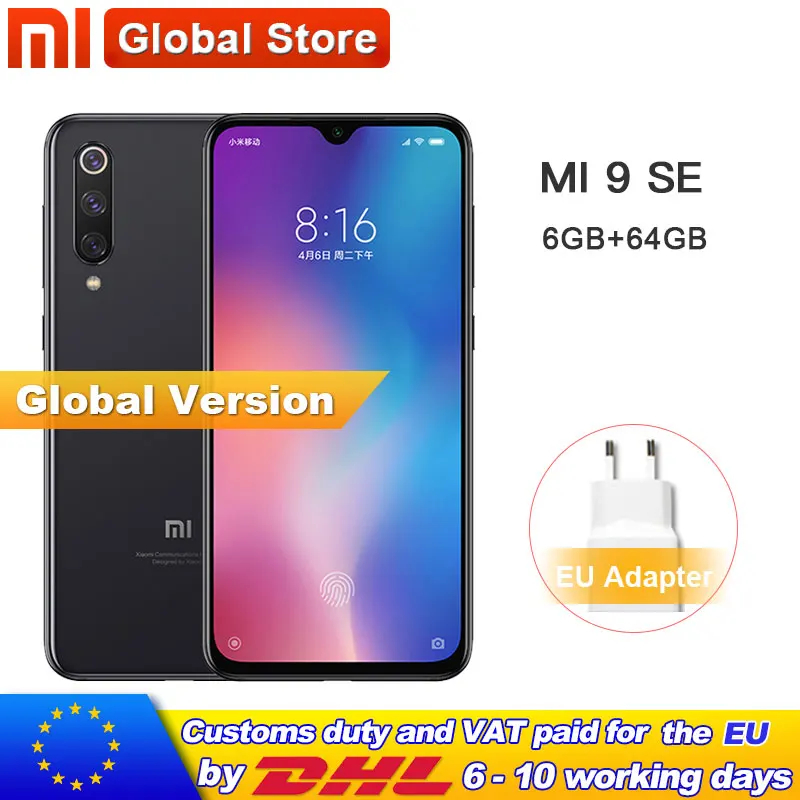 Глобальная версия Xiaomi mi 9 SE 64GB 6GB Смартфон Snapdragon 712Octa Core 5 97 &quot48MP Тройная камера