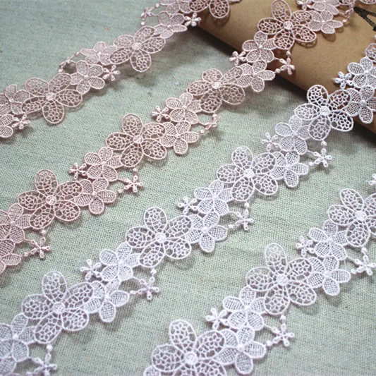 

4cm 1.574" Wide (5Yards/lot) Pink,Light Purple Water Soluble Lace,Embroidery Venise Lace Trim ,Lovely Lace