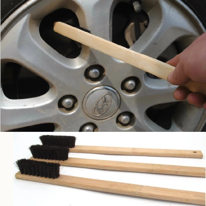 

Lucullan Auto Engine Cleaning Brush Car Rim Wheel Tire Cleaning Multi-Function Bamboo Handle Mane Brushes Car Wash Cleaning