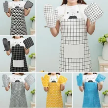Комплект кухонной одежды из хлопка и льна для выпечки, кухонные рукавицы для духовки, изоляционные подушечки, фартук, жаростойкие рукавицы для духовки, перчатки для барбекю