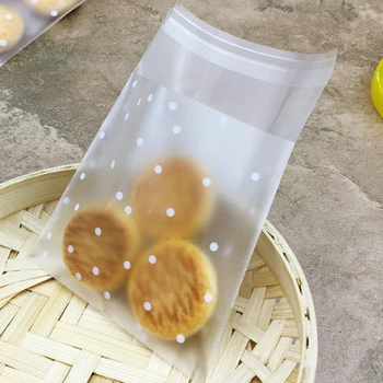 

100pcs/lot Translucent Dots Wrapper Self Adhesive Bags Plastic Cookie Packaging Bags Cupcake Birthday Christmas Party Gift Bags