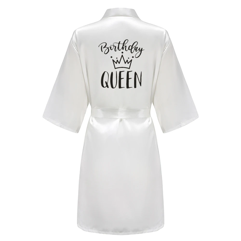 Birthday Queen&Squad Party Robe Satin Women Princess Favor Ladies Dressing Gift kimono women sleepwear silk robe