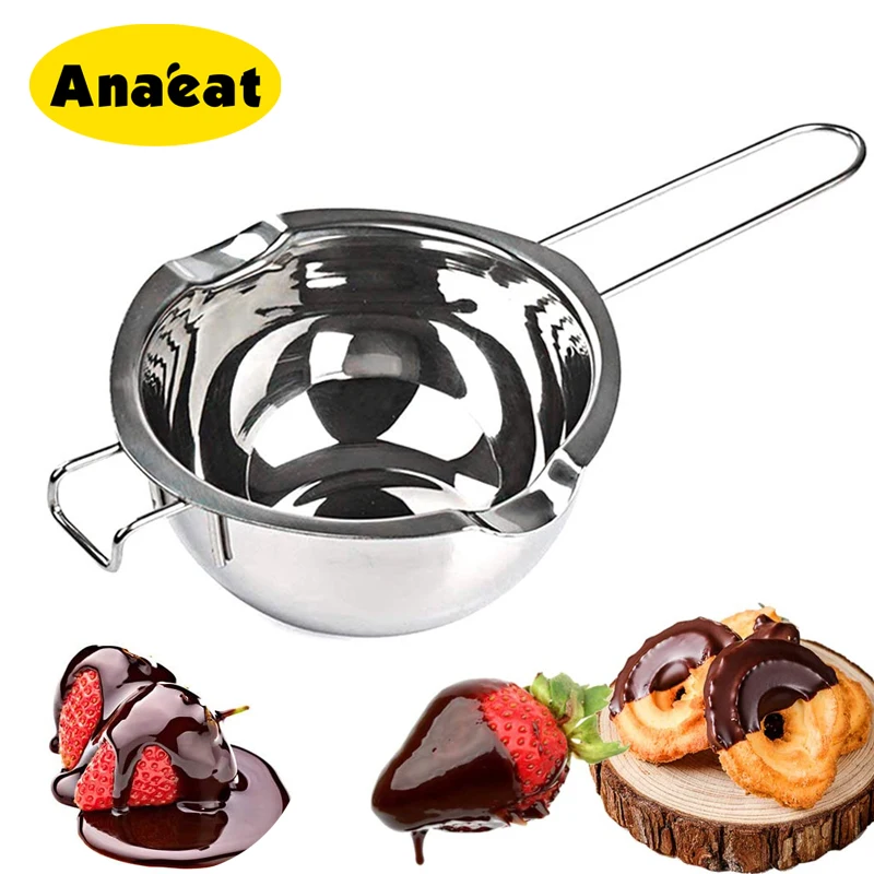 

ANAEAT 1pc Stainless steel long handle wax melting pot DIY scented candle butter melting pot handmade soap chocolate tool