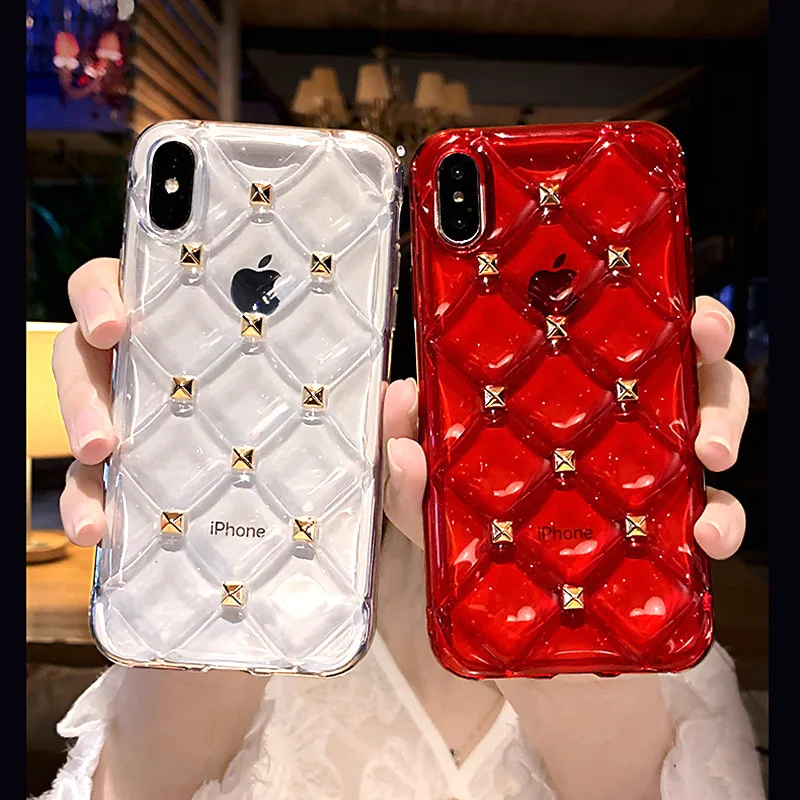 Роскошный силиконовый чехол для iphone X XR XS MAX Geometry Grid мягкая задняя крышка 6 6S Plus