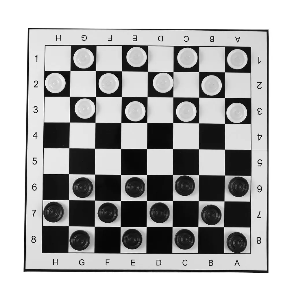 

Large Size Plastic Checkers/Draughts Folding Chessboard International Chess Set Travel Board Game Competition Toy