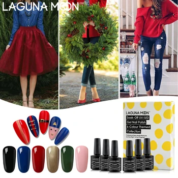 

Lagunamoon 6PCS Set UV LED Gel Nail Polish Soak Off Varnish Lacquer Gellak Semi Permanent Enamel Stamping Painting Christmas