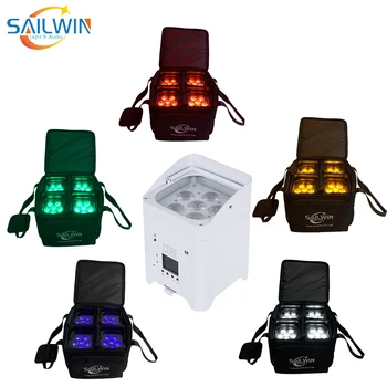 

(4 pcs of Light + Travel Bag) DJ Party Uplight 6x18w 6in1 DMX APP Wireless Battery Par