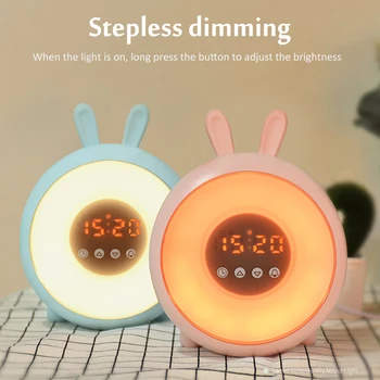 

LED Digital Alarm Clock Cute Rabbit Touch Control Snooze Nature Night Lamp Sunrise Colorful Wake UP Light Bedside Desk Clocks
