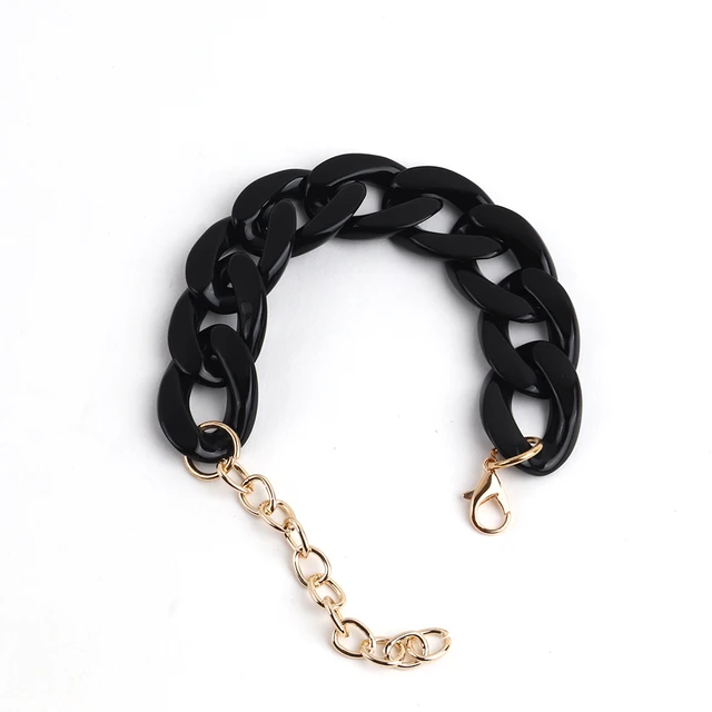 FishSheep Colorful Acrylic Thick Chain Bracelets For Men Women Bohemian Multi color Resin Chain Bracelets & Bangles 2021 Jewelry black