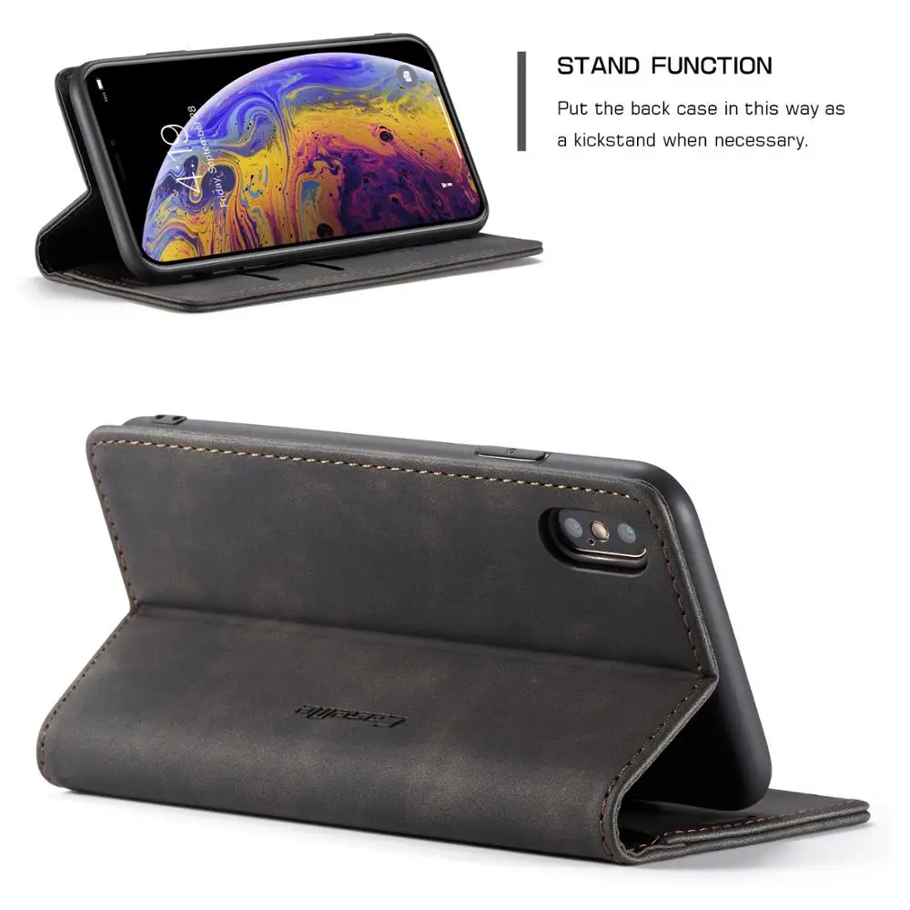 CaseMe кожаный флип чехол для iPhone 12Pro 11 Pro Max бумажник X Xr Xs 8 7Plus|Бамперы| |