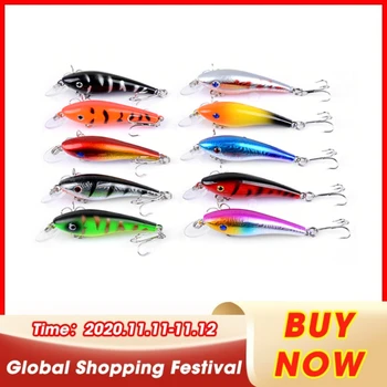 BIG PROMO ❤️ 1PC 3D Eyes Plastic Artificial Fish Bait Colourful Fishing Lures Spinners Plugs Spoons Hard Bait With Sharp Treble Hooks 8# - discount item 24% OFF Sports & Entertainment
