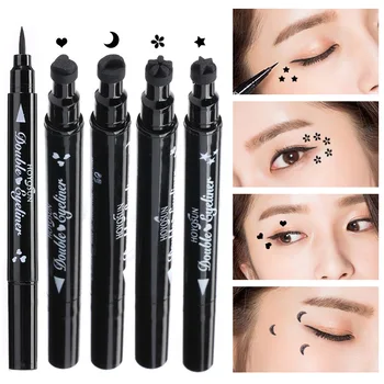 

1 Pc Liquid Eyeliner Pen Black Stamp Makeup Seal Eyeliner Pencil Double Head Moon Star Heart Flower Waterproof Cosmetic TSLM1