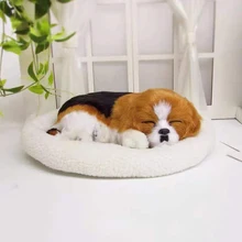 

Simulation Breathing Dog Sleeping Puppy Plush Toys Dolls With Bed Chridren's Companion Electronic Pets Birthdady Christmas Gift