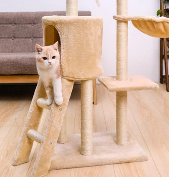 

Pet cat climbing frame cat litter integrated villa Tongtianzhu cat scratching column climbing column grinding claw toy supplies
