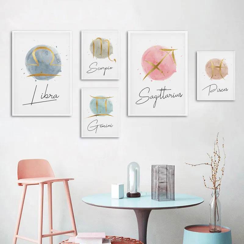 Constellation-Astronomy-Stars-Poster-Home-Decor-Canvas-Painting-Watercolor-Astrology-Sign-Paintings-Kids-Living-Room-Decoration