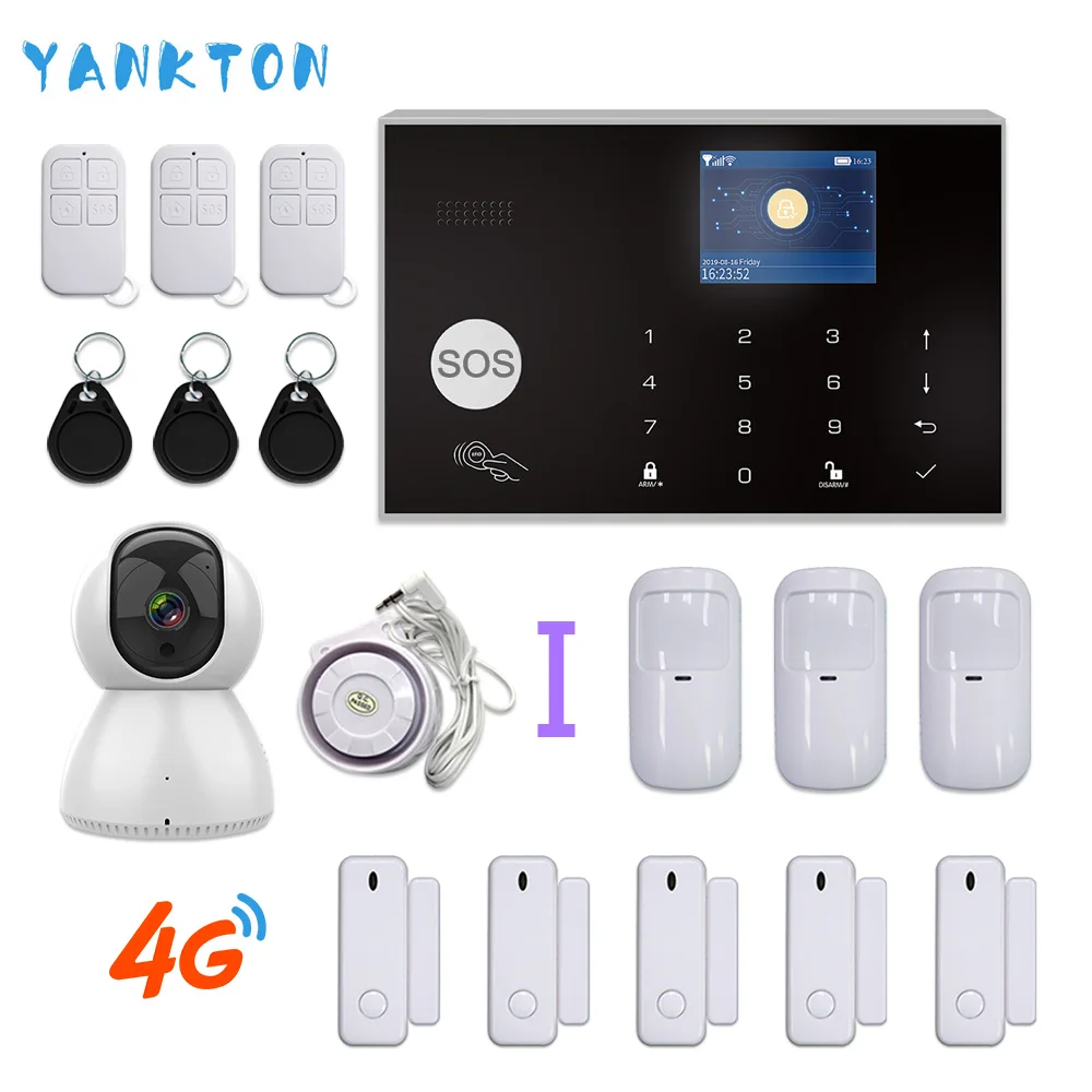 YK-005-4G-G30-C-I Tuya 433MHz WiFi 3g& 4G домашняя охранная и охранная сигнализация, приложение, пульт дистанционного управления, беспроводной хост-будильник, комплект с ip-камерой, Радионяня - Цвет: YK-005-4G-G30-C-I