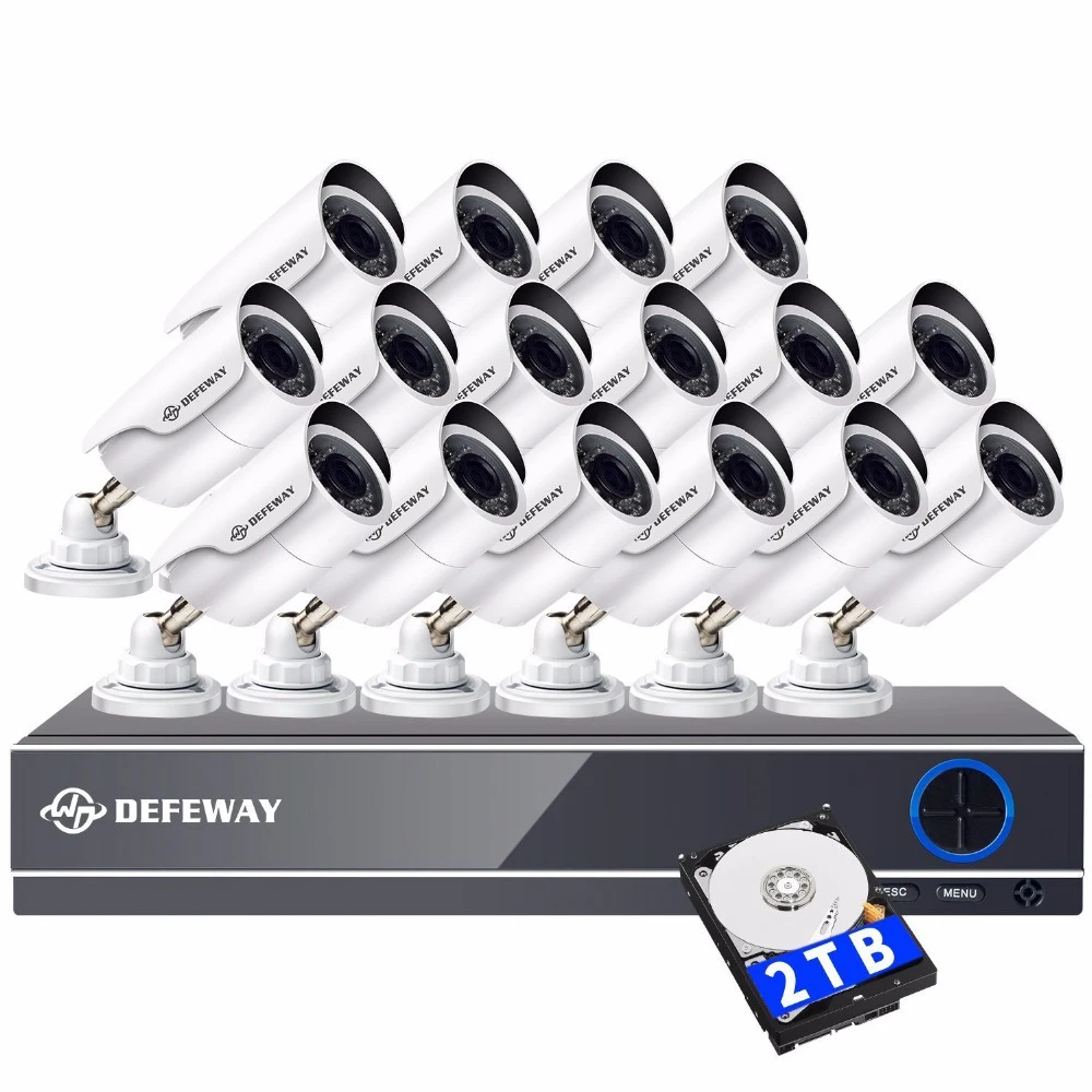Камера видеонаблюдения DEFEWAY 16CH 1080P HD 16 шт. 2 МП камера системы безопасности для