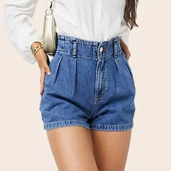 

Fashion брюки женские джинсы woman jeans mujer Solid Straight Elasticity High Waist Bud Denim Shorts pantalones vaqueros mujer