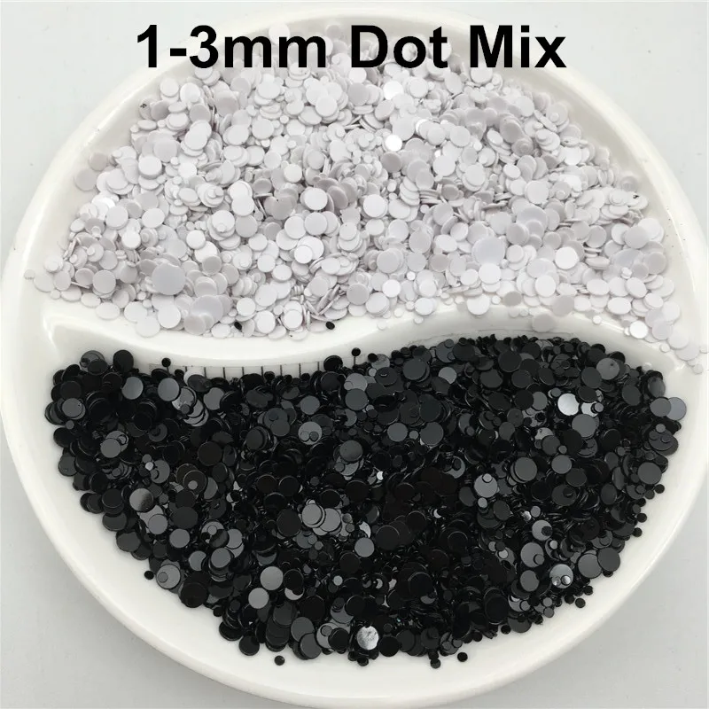 20g 1mm 2mm 3mm 4mm White n Black Dot PVC Sequins Glitter Paillettes for Nail Art manicure/sewing/wedding decoration confetti