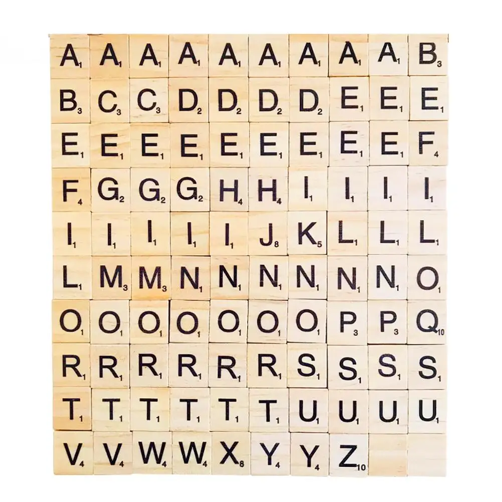 INTVN Letras del Alfabeto y Números Artesanía Scrabble Letra Manualidades DIY Decoración Letras de madera 200 Piezas 7 Colores 